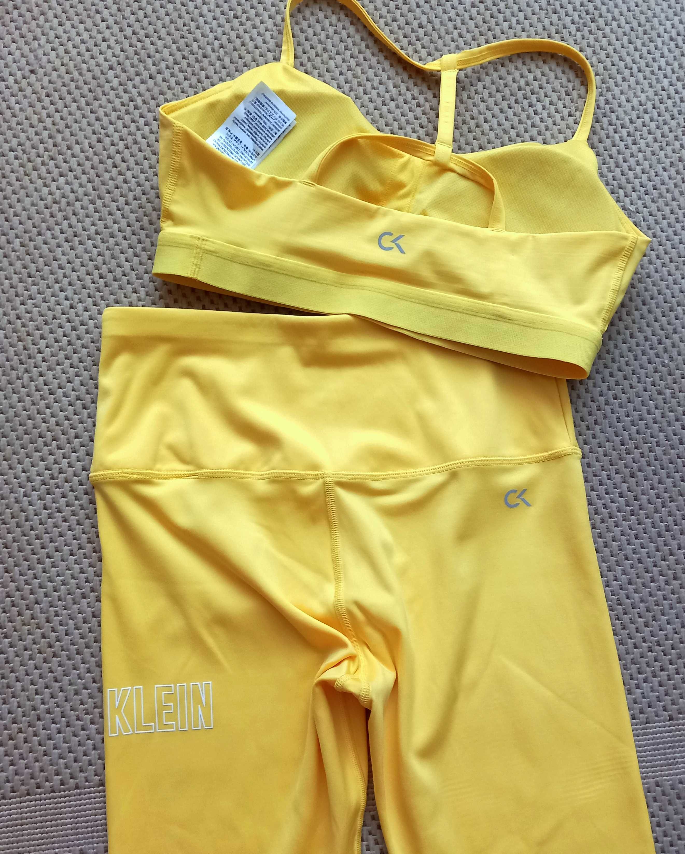 Calvin Klein żółty komplet sportowy set siłownia fitness