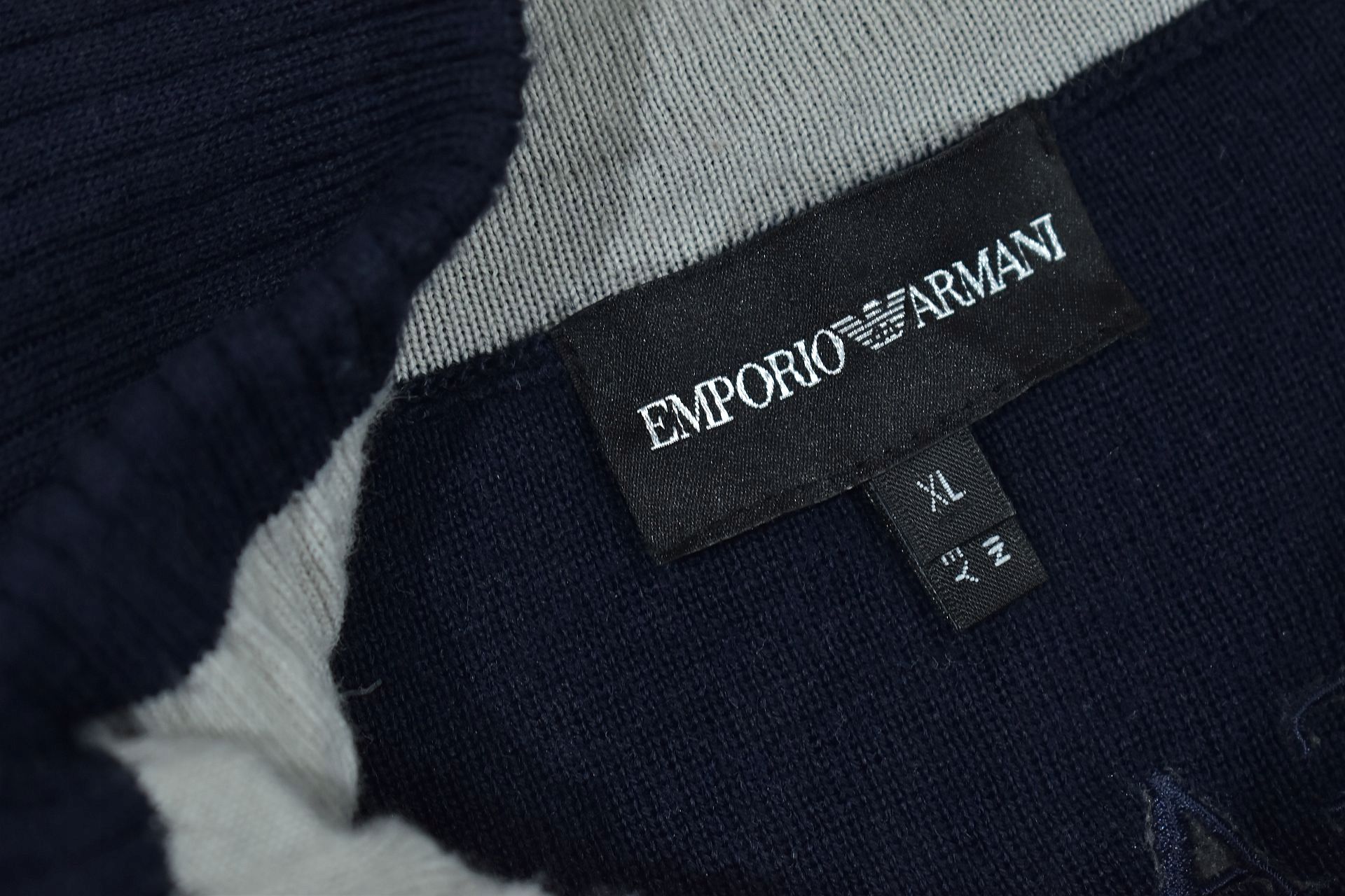 EMPORIO ARMANI Wełniany Sweter z Dużym Logo / XL