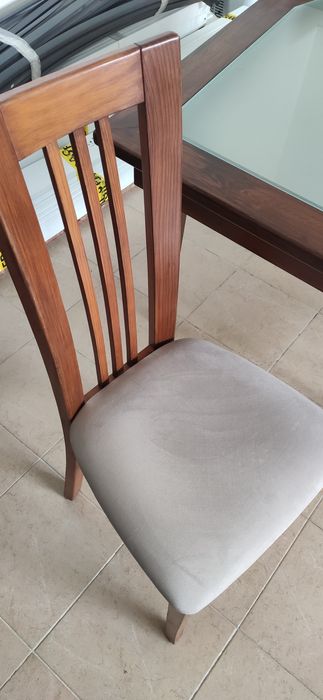 Mesa de sala madeira e vidro 160x100 com 6cadeiras novas