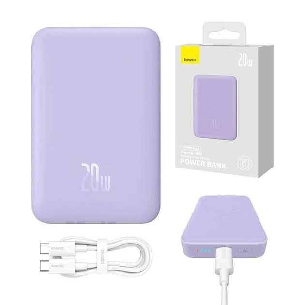 Павербанк з бездротовою зарядкою Qi Baseus Magnetic Mini 10000mAh 20W