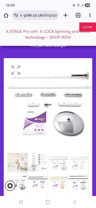 Varão de pole dance X-pole xpert powder coat white