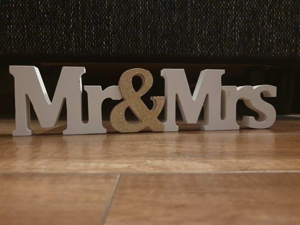 Drewniany napis Mr&Mrs