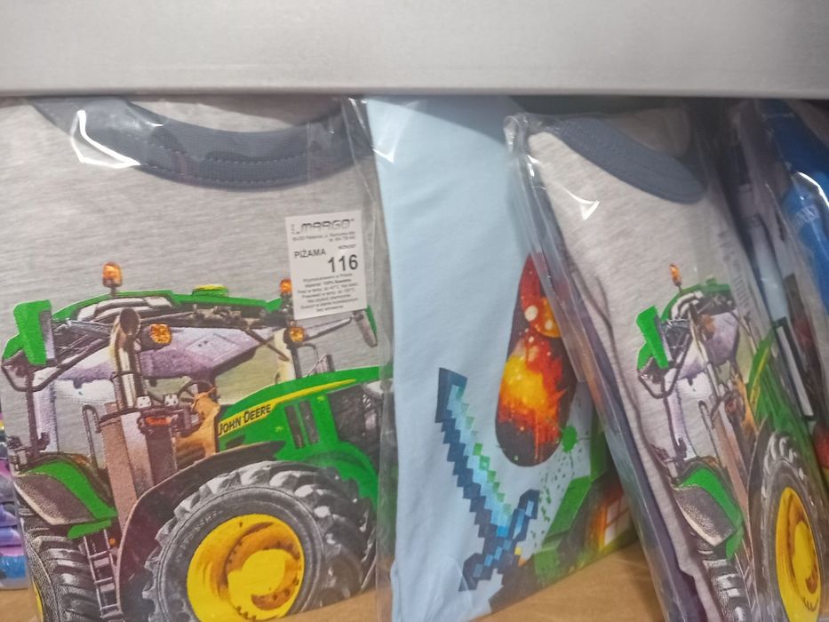 Piżama długi rękaw bawełna 100% traktor , koparka,strażak