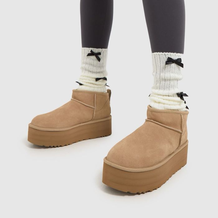 UGG ultra mini platform mustard seed угі короткі на платформі бежеві