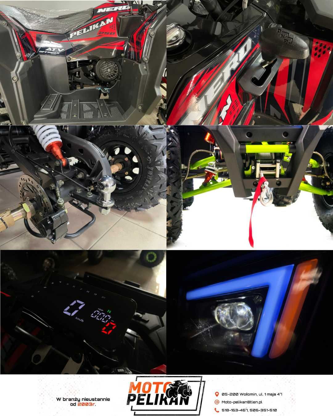 DUŻY QUAD 250cc Pelikan Nero // Wyciągarka hak alufelgi raty dostawa