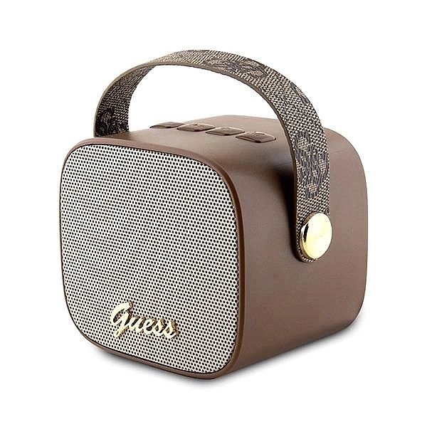Mini głośnik Guess 4G Leather Script Logo - brązowy