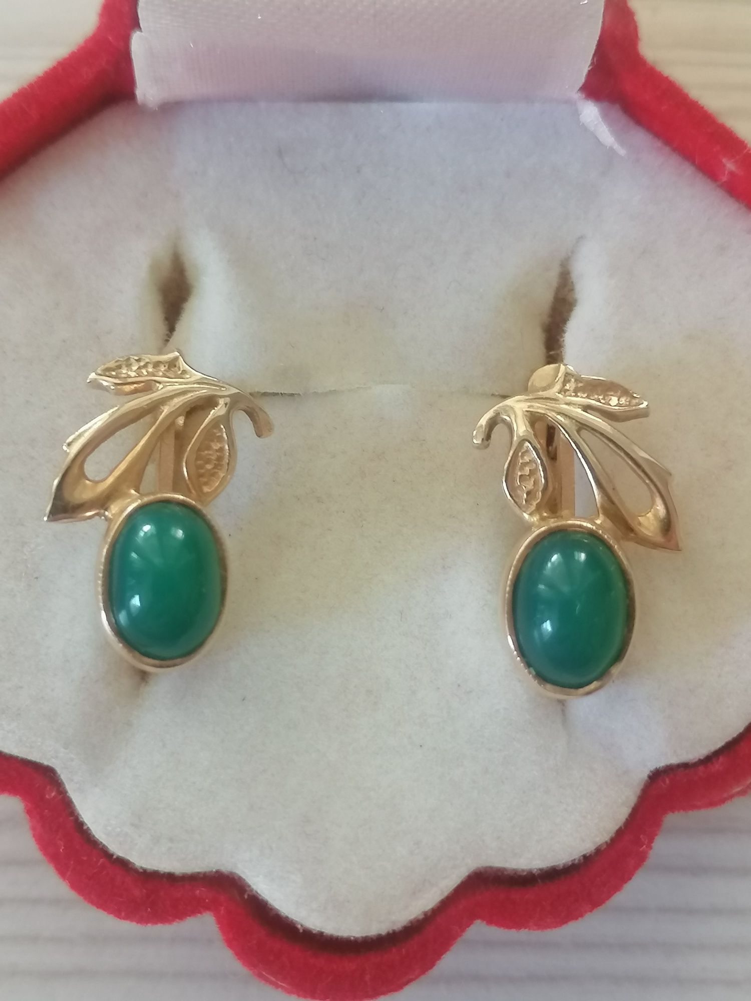 Серьги, хризопразы, 585, звезда