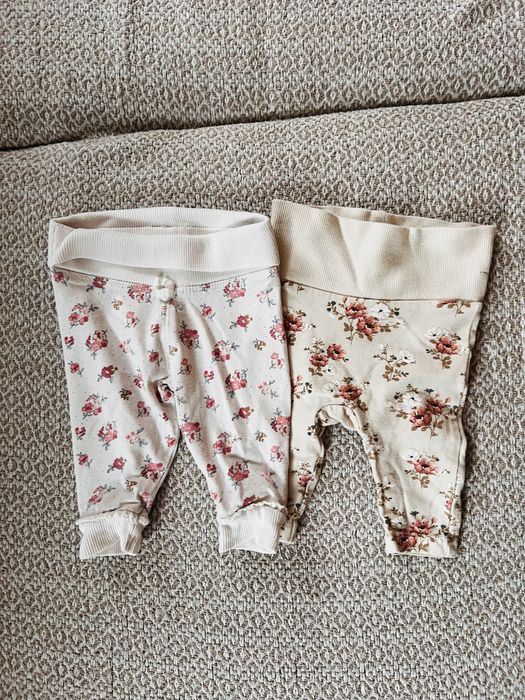 Przesliczne spodnie leginsy wyprawka 56 kwiaty
