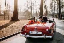 MG Midget czerwony kabriolet do ślubu na wynajem