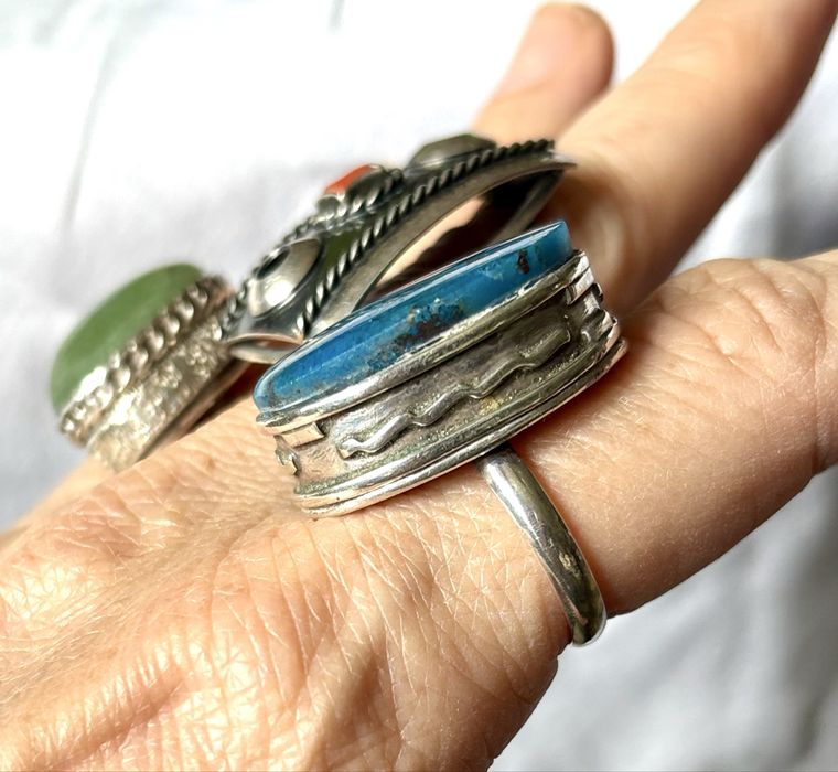 Stare srebro PRL stary srebrny pierścionek Warmet ? kopułka  vintage