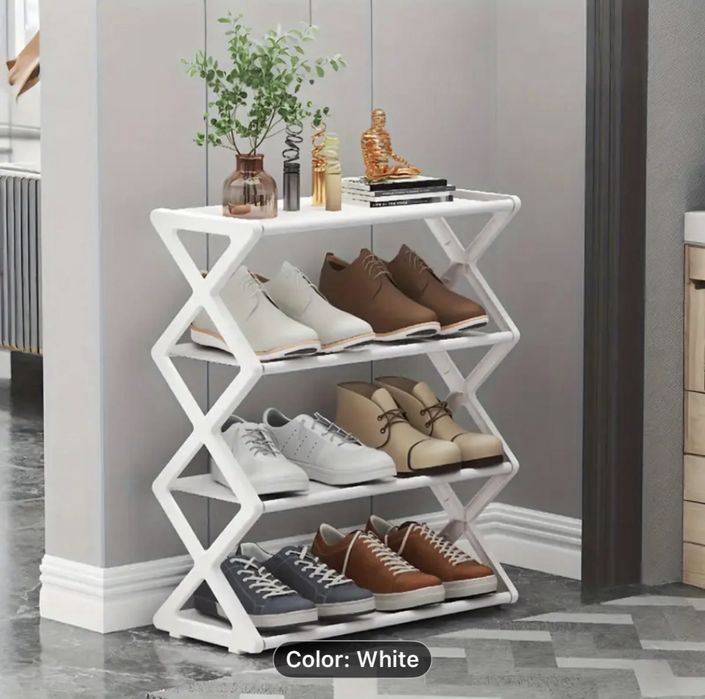 Estante dobrável de 4 níveis para sapatos