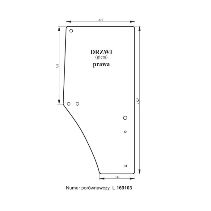 szyba drzwi lewa do ciągnika John Deere 6000 ACX600