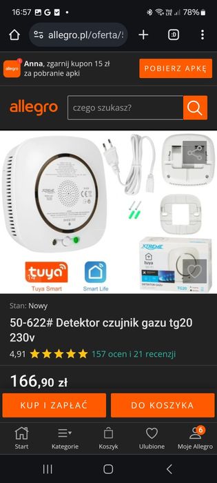 Detektor czujnik gazu Xtreme sprawny