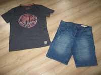 Spodnie krótkie jeansy rozm.48 i t-shirt