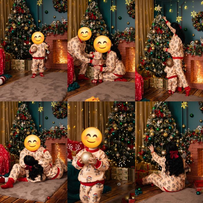 Сімейні новорічні піжами для батьків та дитини,новорічні піжами 3 штук