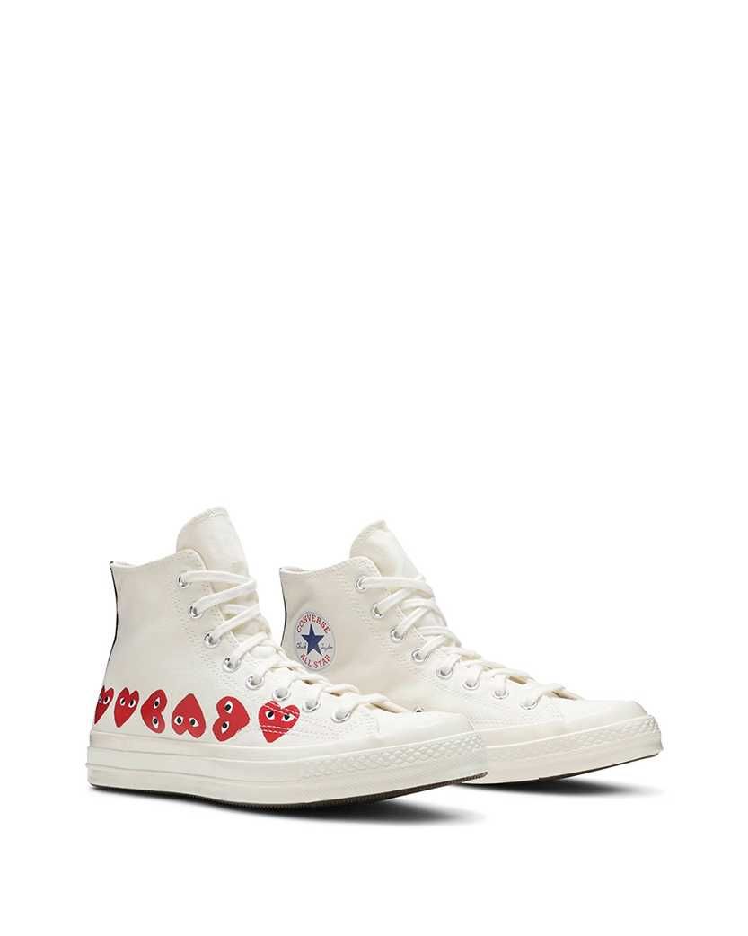 Кеди Converse x Comme Des Garcons Play Red Multi Hearts High Top White