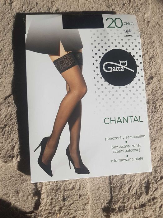 Pończochy samonosne gatta 20 den 3/4 nero nowe Chantal