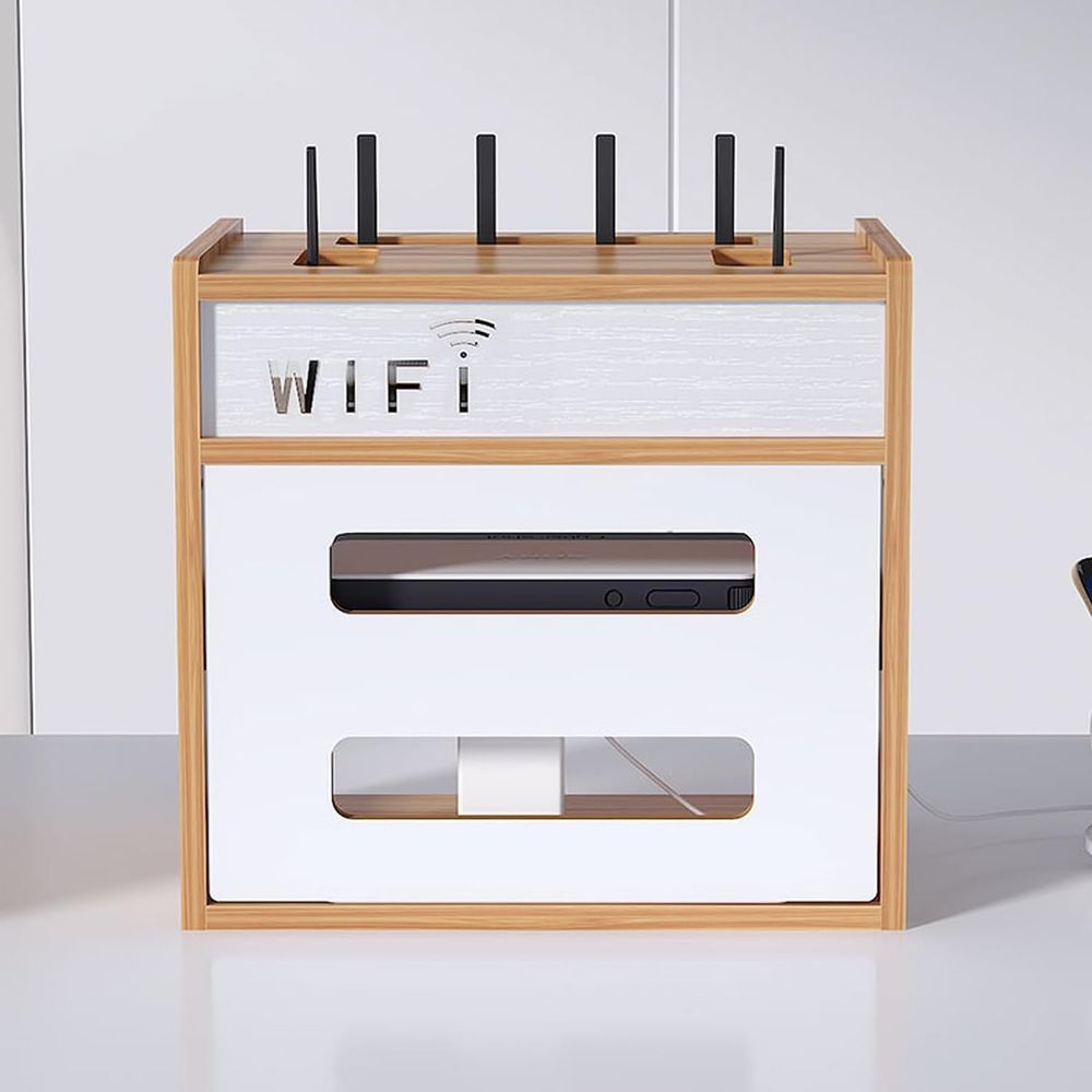 Drewniana szafka do przechowywania routera WIFI szafka wifi modemu