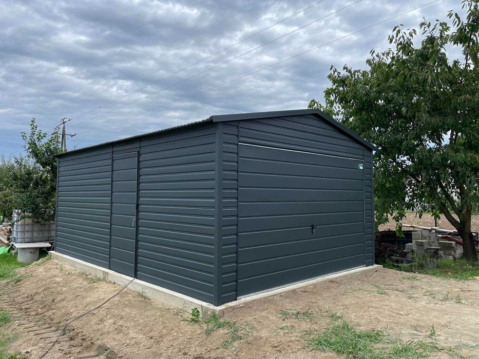 Garaż blaszany 4x6. WZMOCNIONY PROFILAMI w ocynku. PRODUCENT