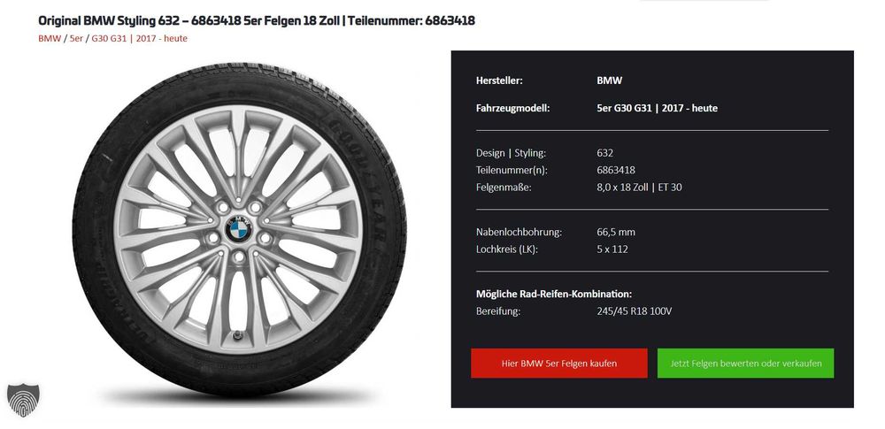 Оригінал BMW R18 5x112 G30 G20 G12 стиль 632 диск 6863418, З ДАТЧИКАМИ
