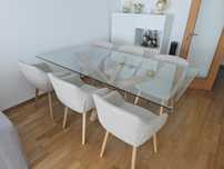 Mesa de jantar AGERBY 90x190 vidro/carvalho natural
