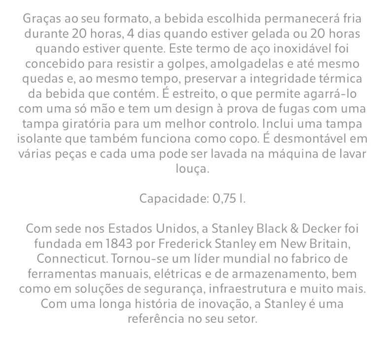 Termo Aço STANLEY X Zara Home NOVO