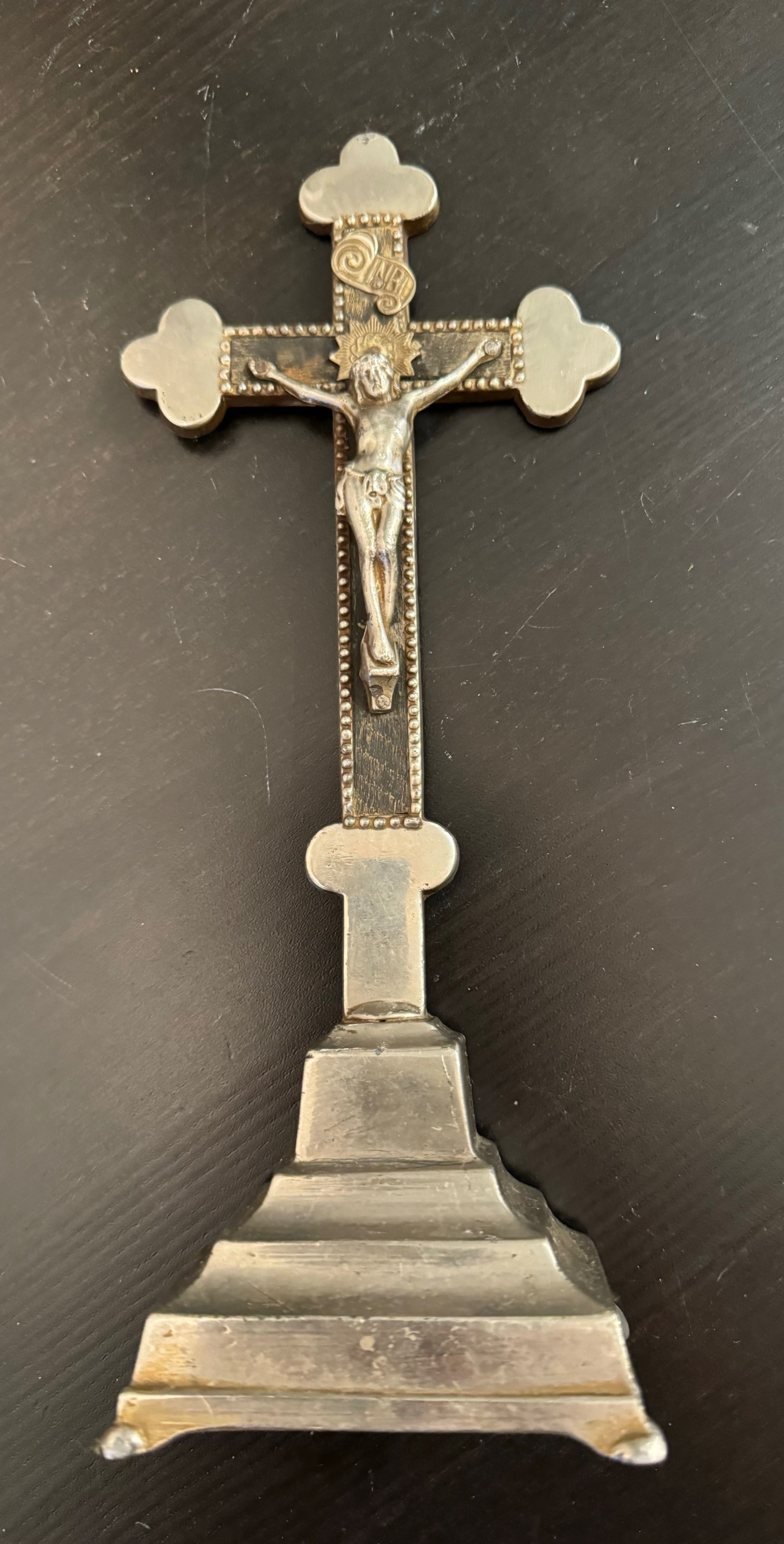 Pasyjka krucyfiks krzyż stojący vintage 26 cm