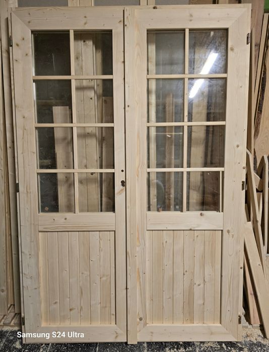 Drzwi drewniane tarasowe ciepłe 120 x 200