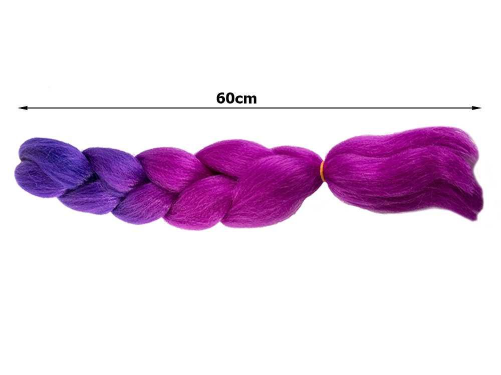 Włosy syntetyczne na warkoczyki ombre kolorowe fiolet