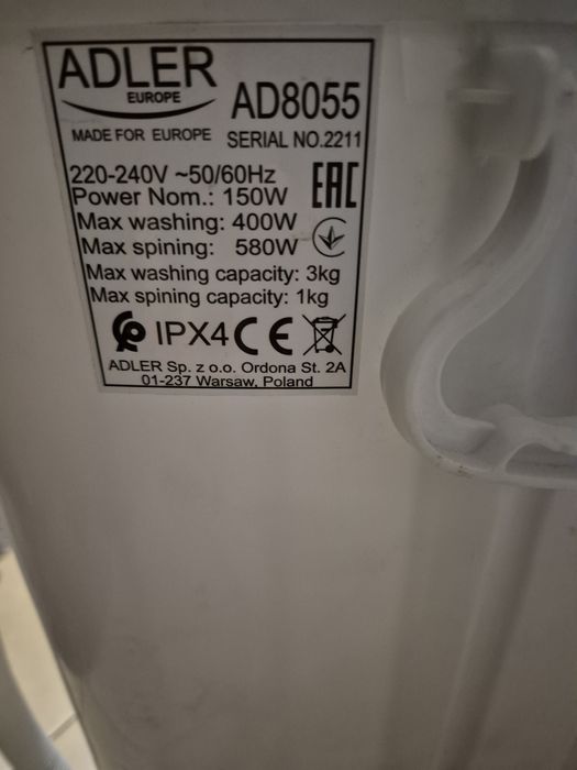 Pralka wolnostojąca Adler AD 8055 biała