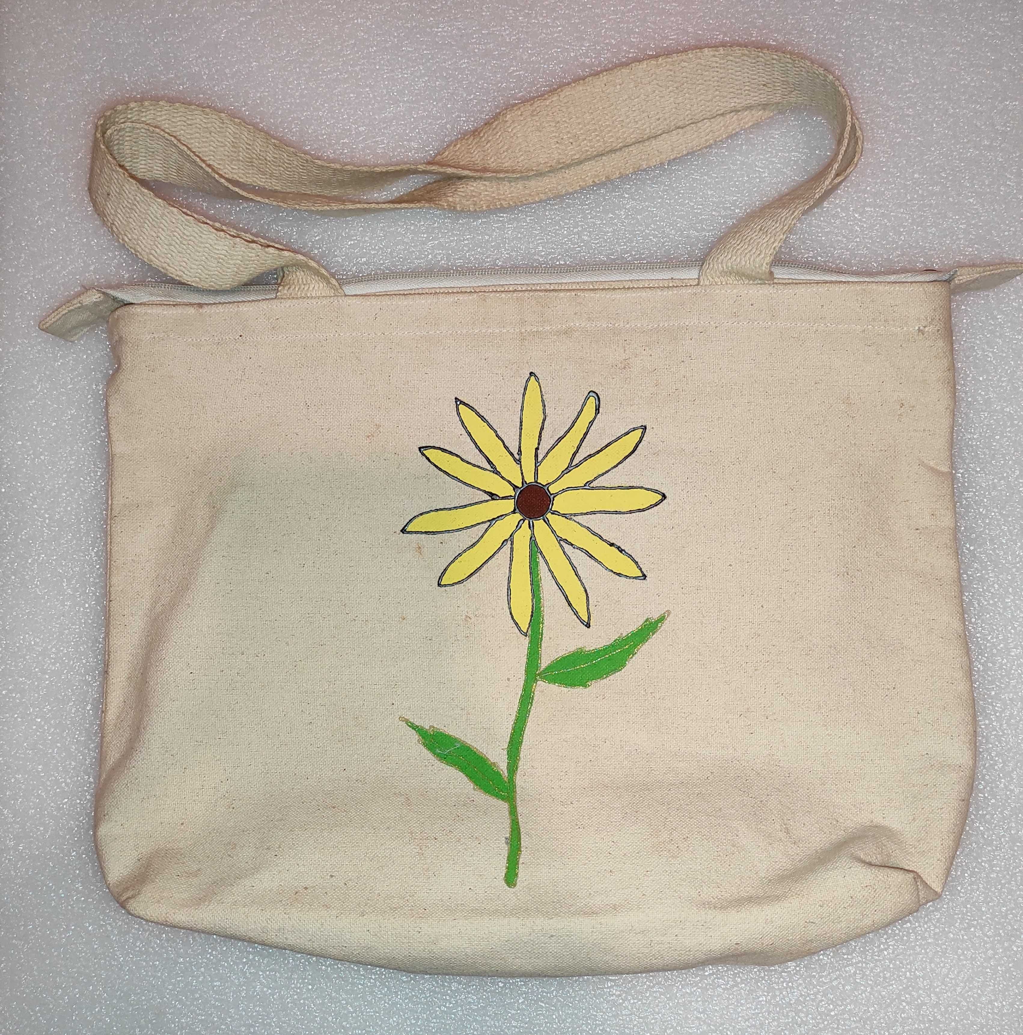 Bolsa de pano com flor