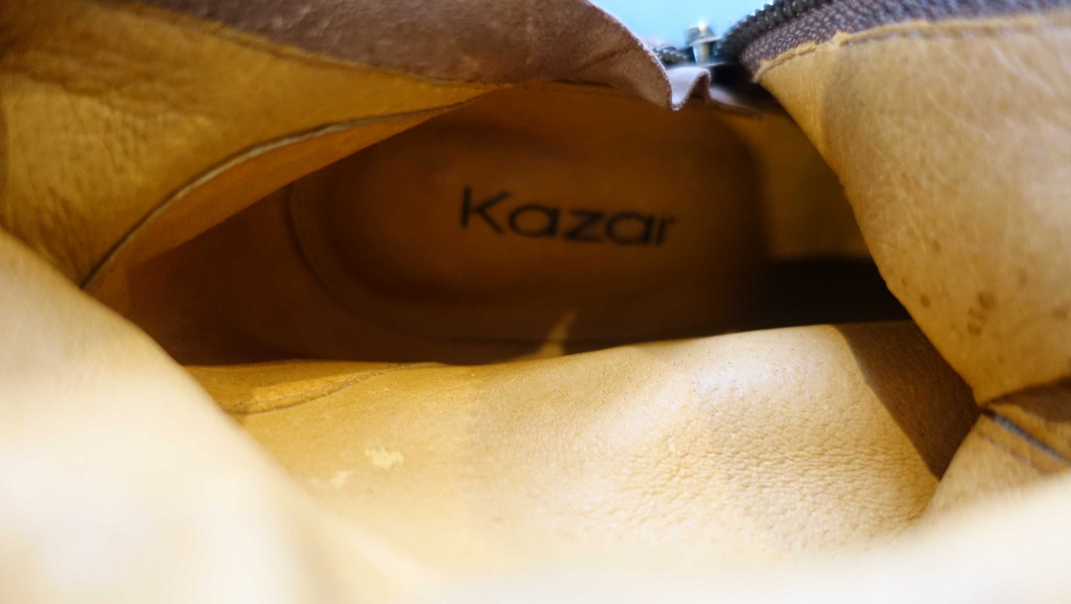 Kazar, sexi brązowe skórzane kozaki za kolano  rozmiar 37