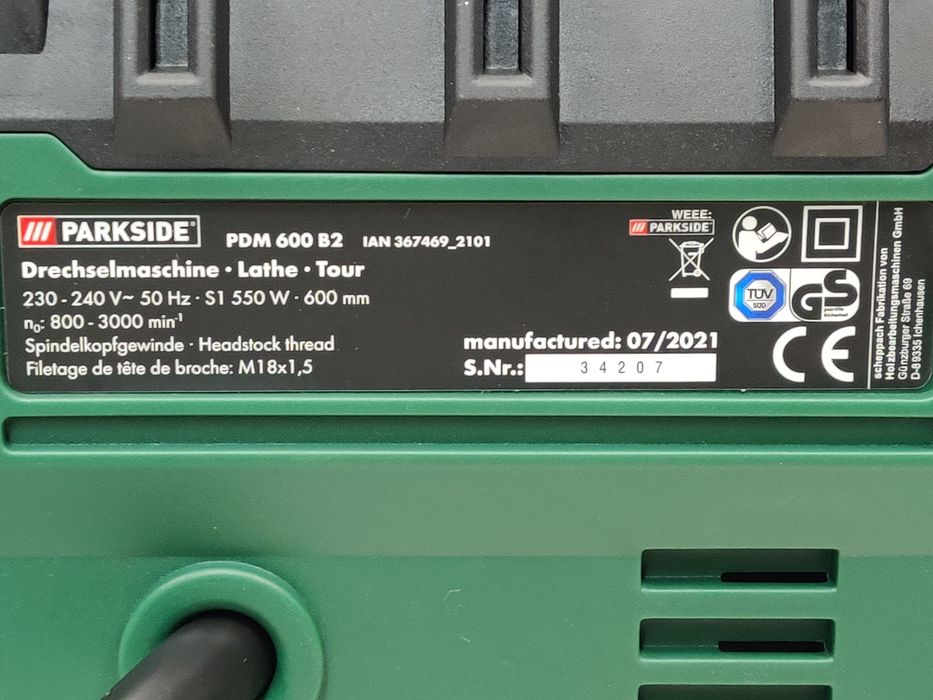 НОВИЙ токарный станок по дереву сГермании Parkside PDM 600 B2/токарний