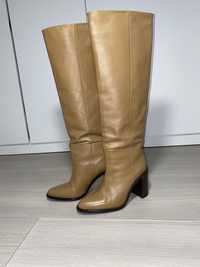Кожаные сапоги Zara, размер 37