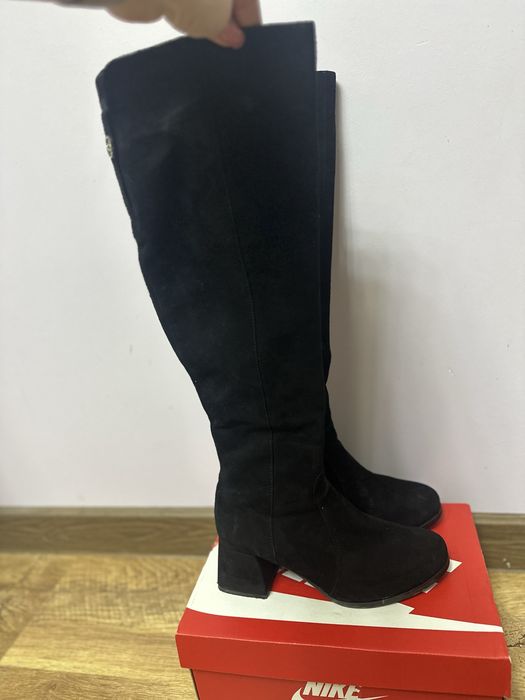 Чоботи ботфорти замшеві