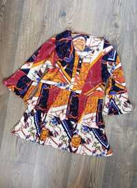 Sukienka tunika w kolorowe wzory, rozmiar M