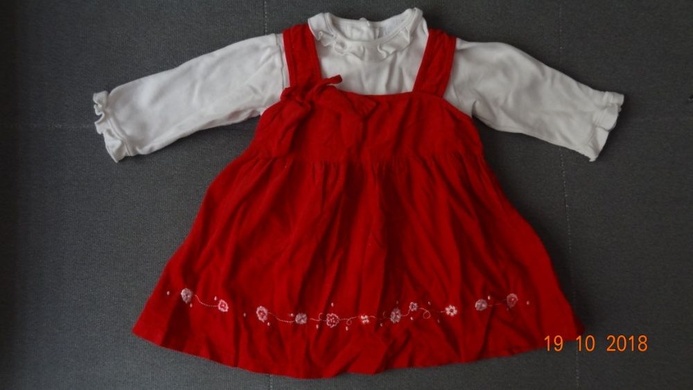 komplet r 80-86 bluzka i sukienka czerwona