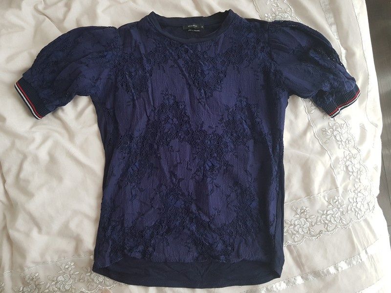 Koronkowa granatowa bluzka Reserved rozm S