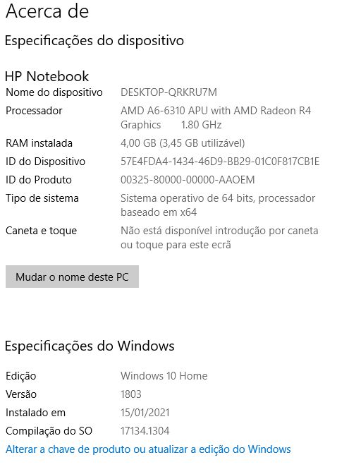 Portátil HP Notebook (usado)