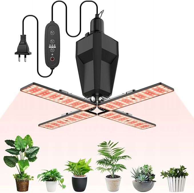 SINJIAlight Lampa LED do roślin z 4 regulowanymi panelami, E26/E27