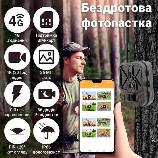 APP / 4G фотопастка HC940Pro Li
- Батарея 10000мАг