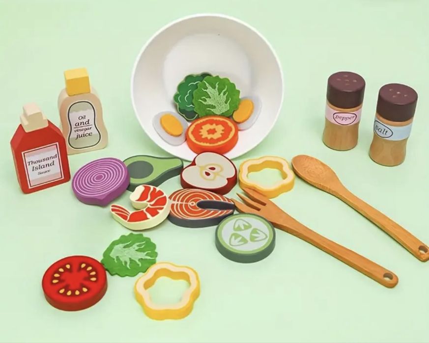 Дитячий дерев’яний набір “My Favourite Salad”/іграшкова кухня/посуд