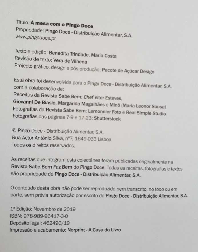 Livro de culinária "À Mesa com o Pingo Doce" - Novo