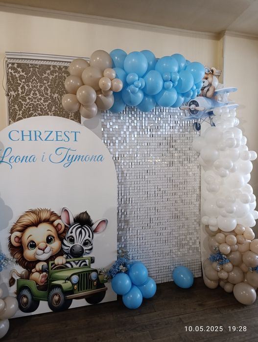 Ścianka balonowa tło do zdjęć 40 dekoracje 30 chrzciny urodziny 18
