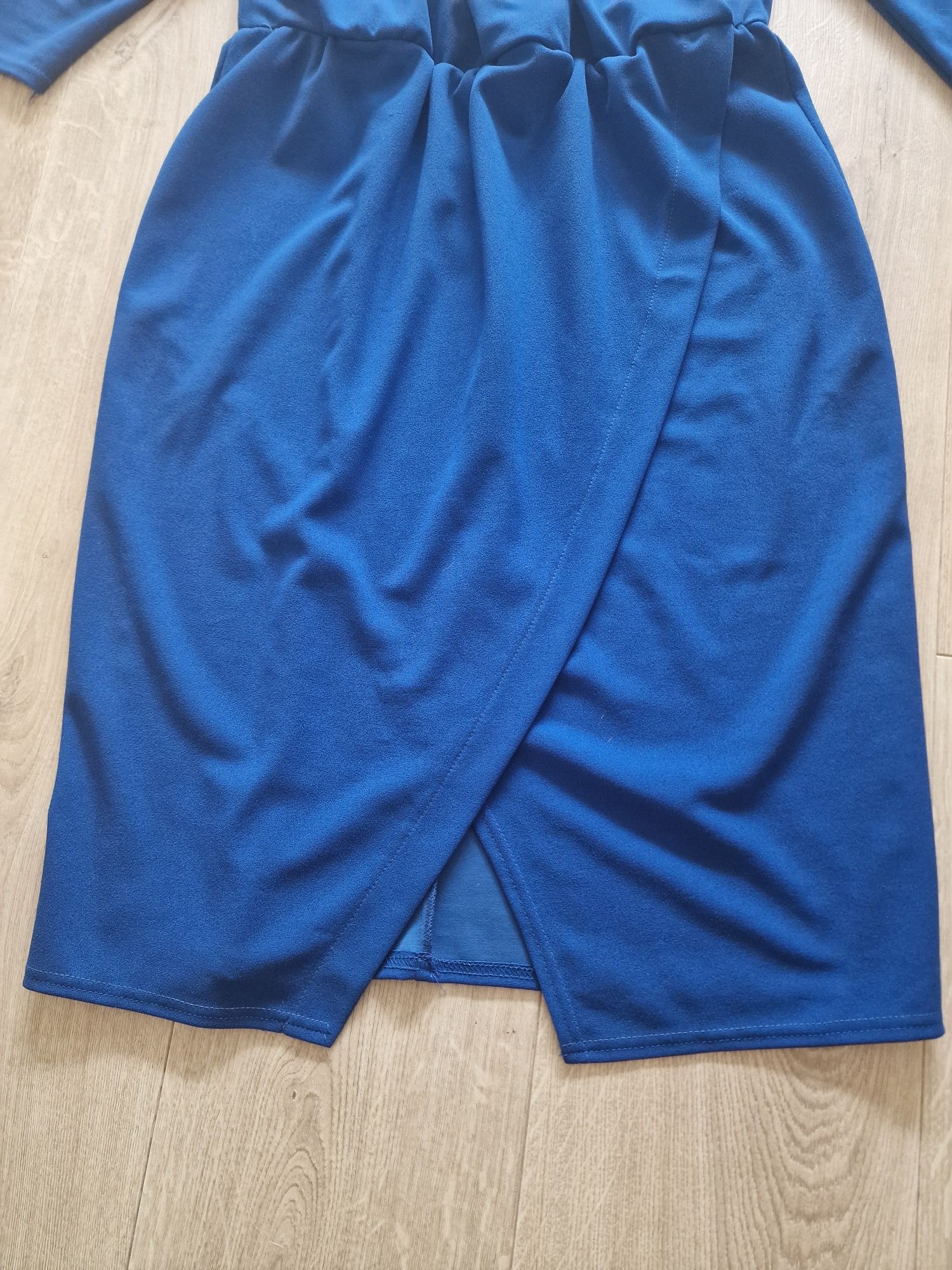 Sukienka 46 XXXL niebieska elegancka midi koktajlowa na wesele