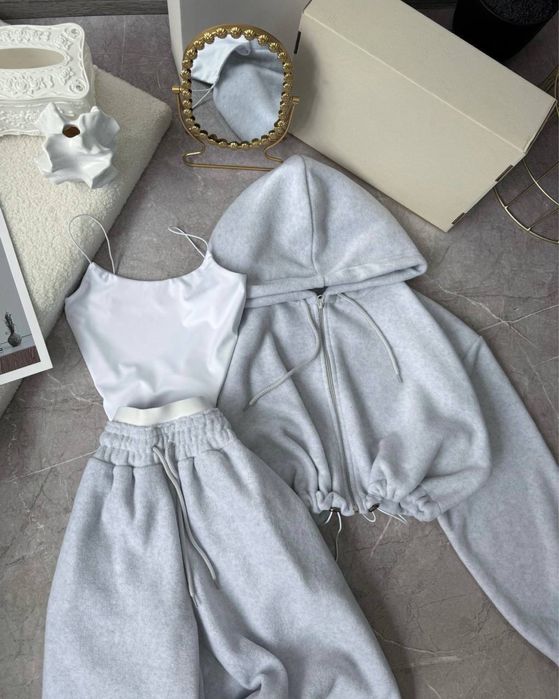 Женский зимний костюм из ФЛИСА 42-46 шоколад ТРОЙКА Турецкий флис S-L