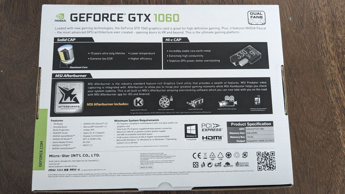 MSI GeForce GTX1060 6GB