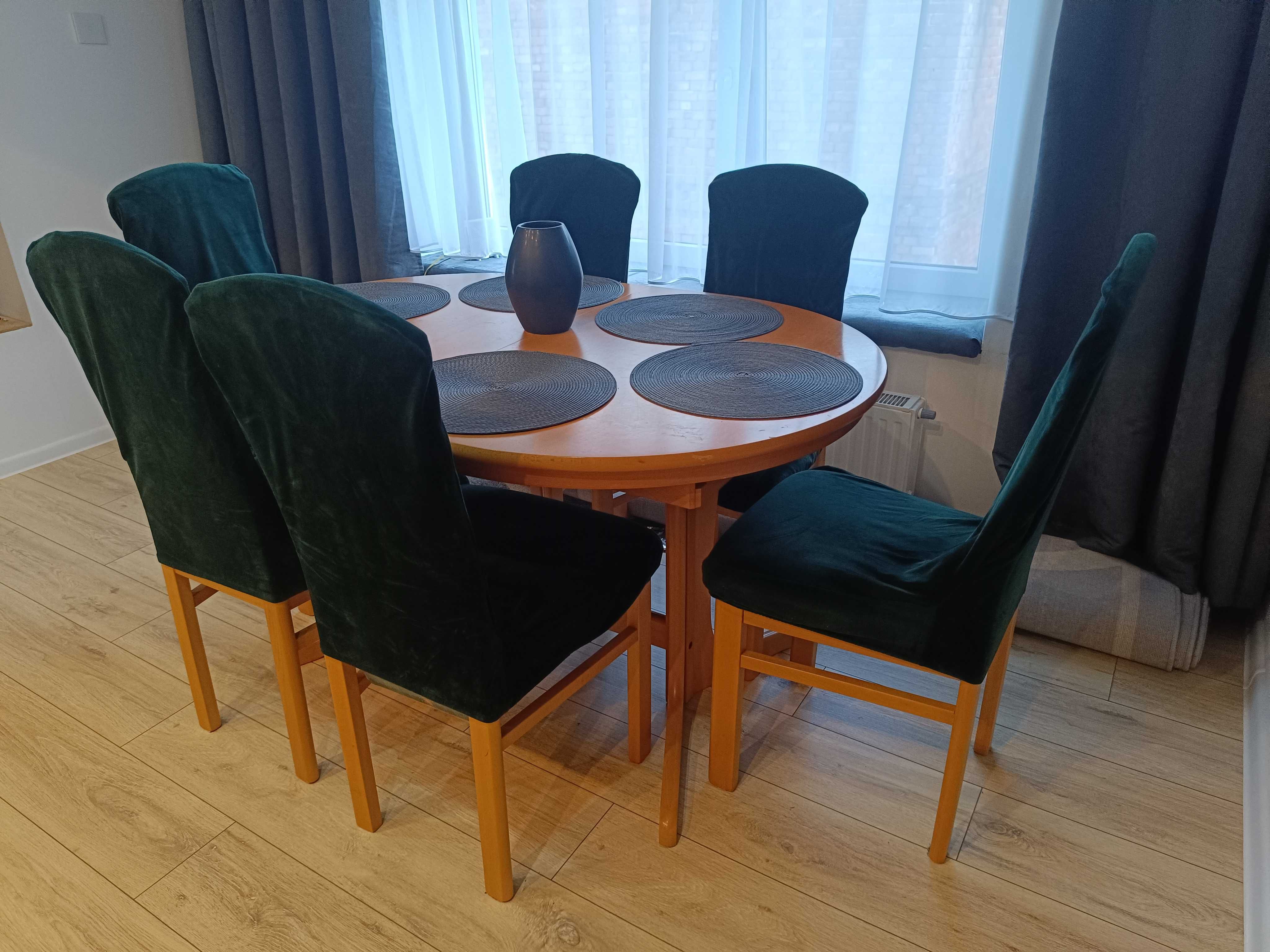 Komplet mebli zestaw krzesła stół 6 krzeseł owalny okrągły rozkładan