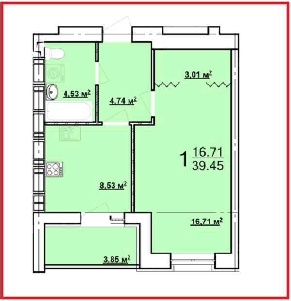 Продам 1 комн квартиру 40м2 в заселенном доме ЖК Мира 3 J