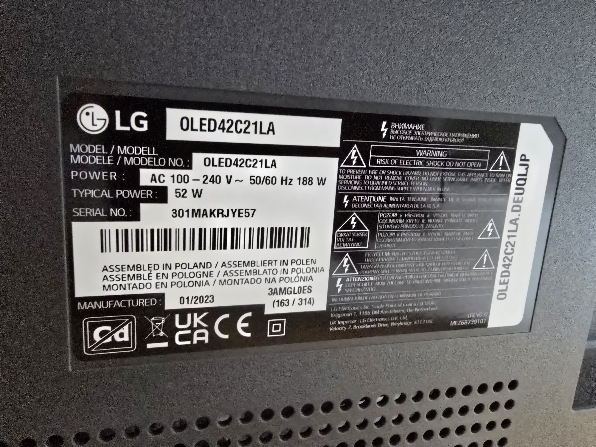 Telewizor LG 4K 120hz OLED42C21LA OLED 42 cale
